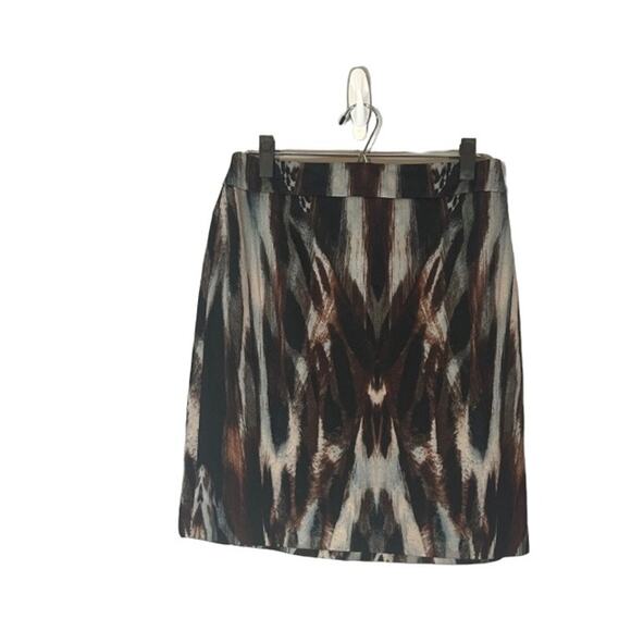 Calvin Klein Brown Multicolor Animal Print Earthy Pencil Skirt Women Sz 12P - Picture 1 of 8
